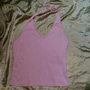 La Redoute pale pink cotton halter bra top
